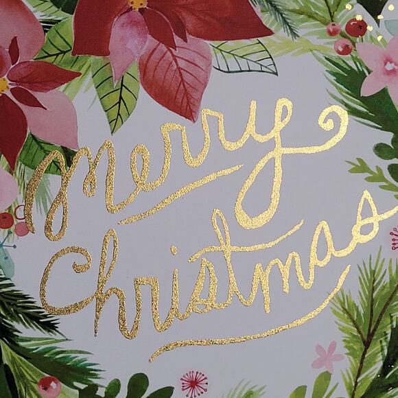 Square "Merry Christmas" Poinsettia Wreath Sign - Picture 2 of 14